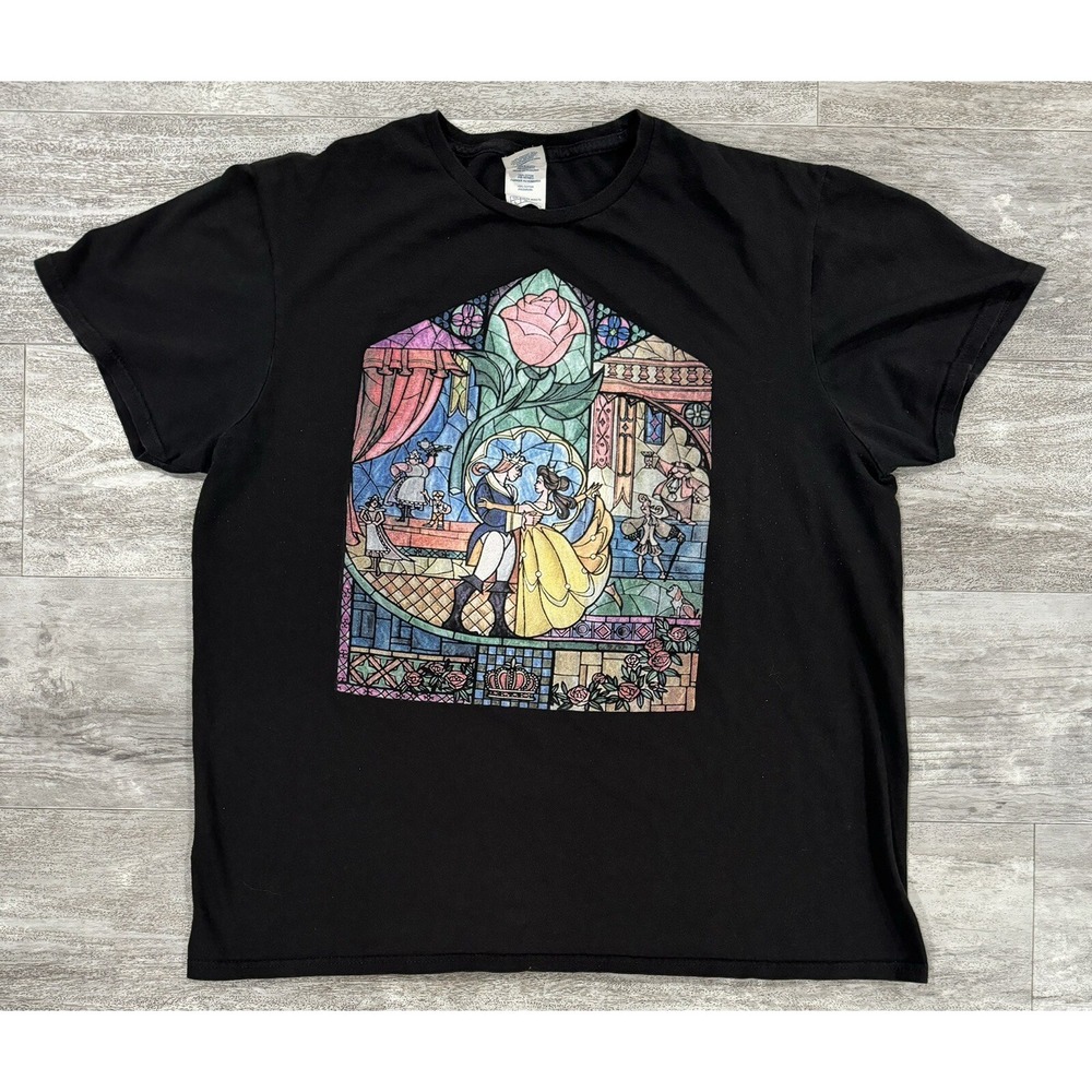 Vintage Delta Soft Tag Beauty And The Beast Stained Glass Portrait Size Large